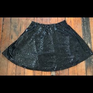 Black Sequin Waist Circle Skirt sz L